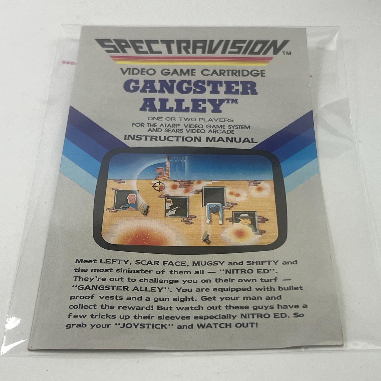 Atari 2600 Gangster Alley Tested, Boxed & Manual, Clean Game Cartridge CIB 80’s