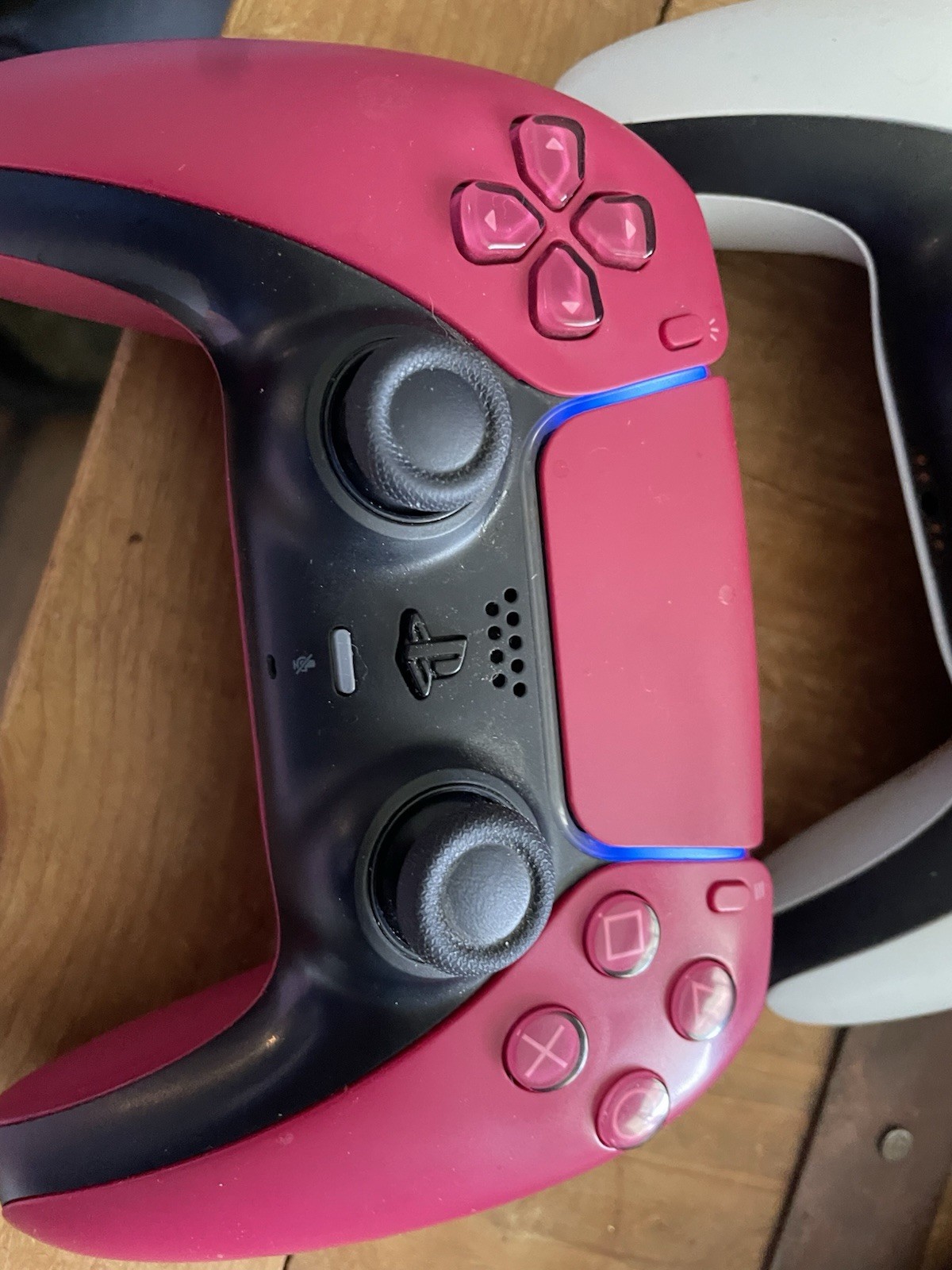 Two (2) 5 PS5 Dual Sense Controller White & Cosmic Red-Both Have Drift Stick