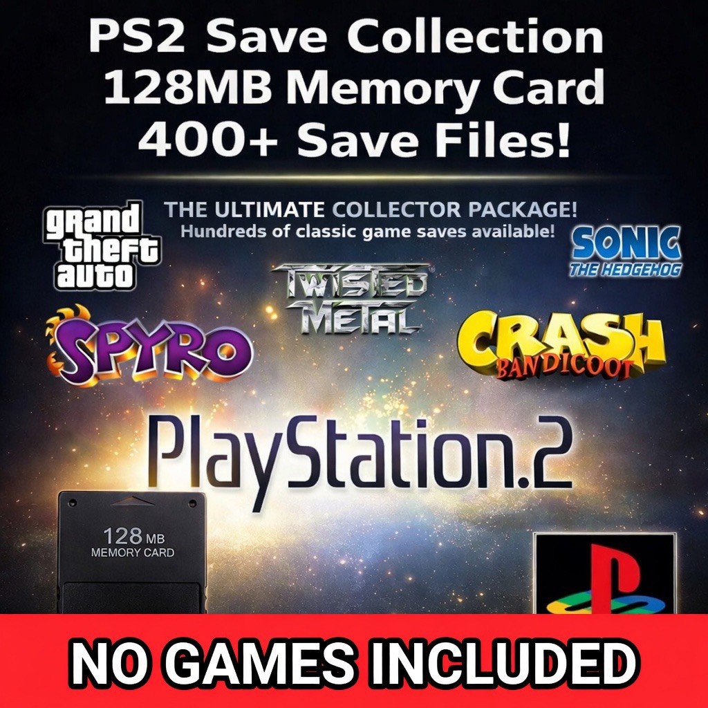 PS2 Unlocked Save Collection – 400+ Saves – 128MB Memory Card – 100% Complete