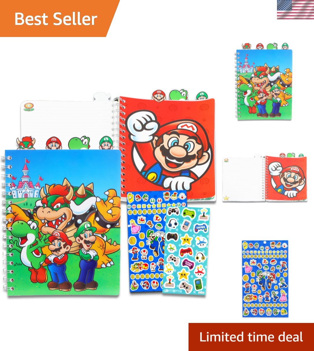 Imaginative Super Mario Journal Set with Stickers for Kids’ Adventures