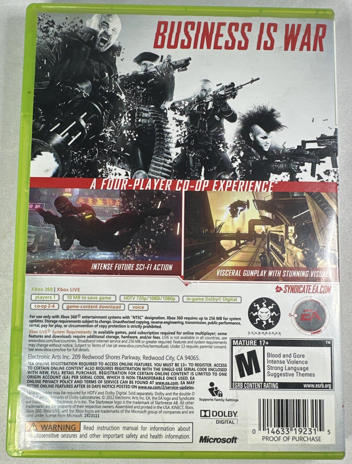 Syndicate Microsoft Xbox 360 2012 Complete CIB Tested