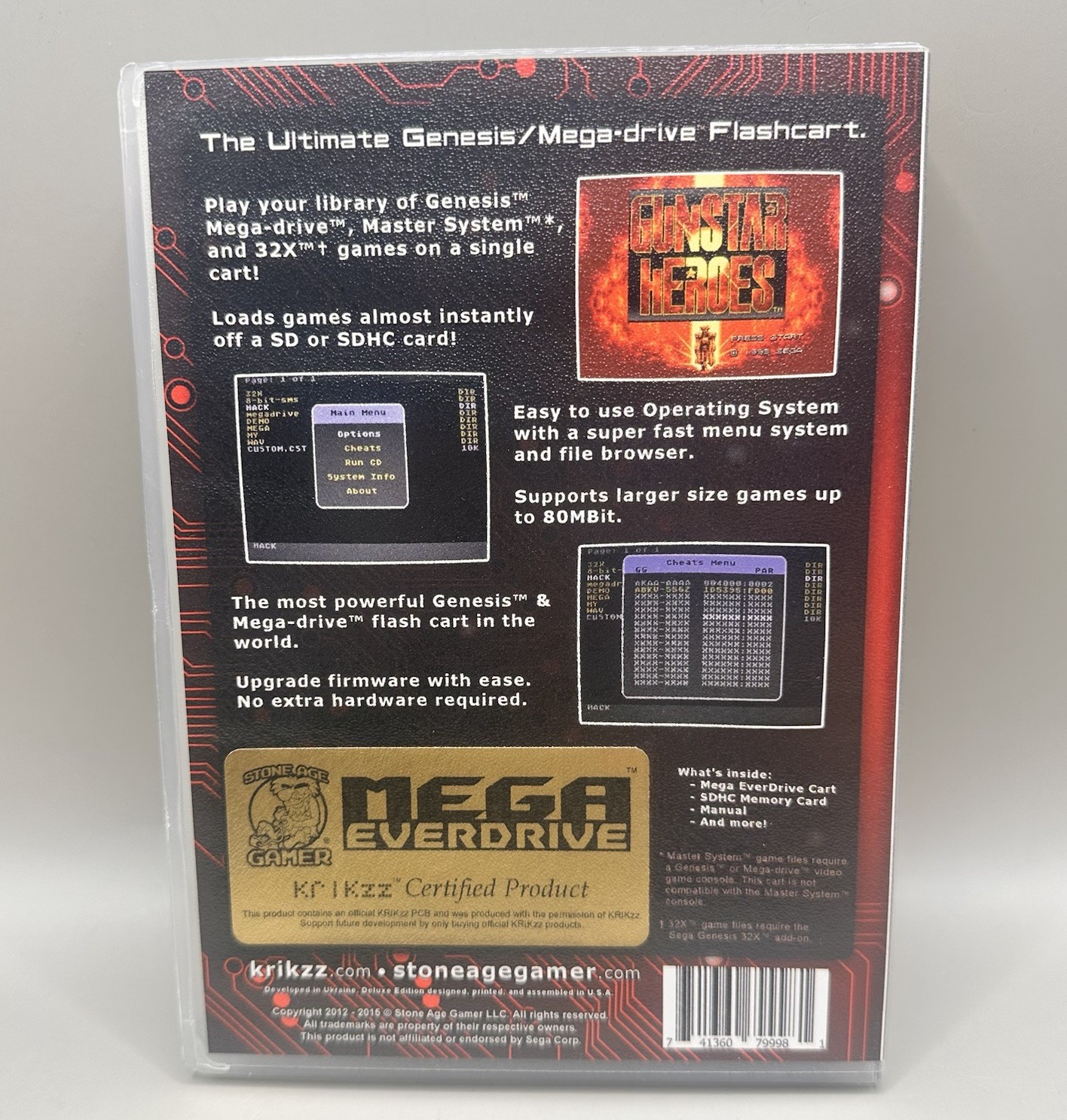 Sega Genesis Mega Everdrive Krikzz Red Cover Art Purple Smoke Cartridge