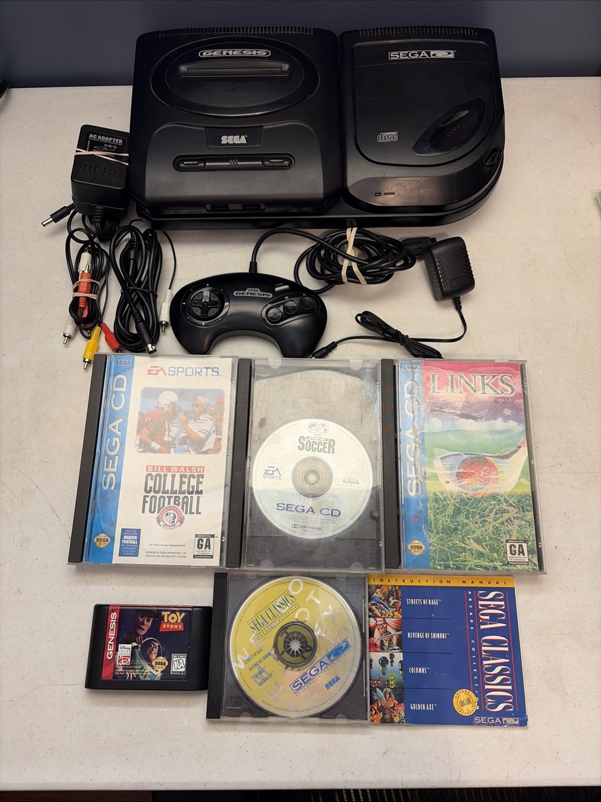 Sega CD Model 2 System Console. All Cables, Games Tested + Working MK-4102