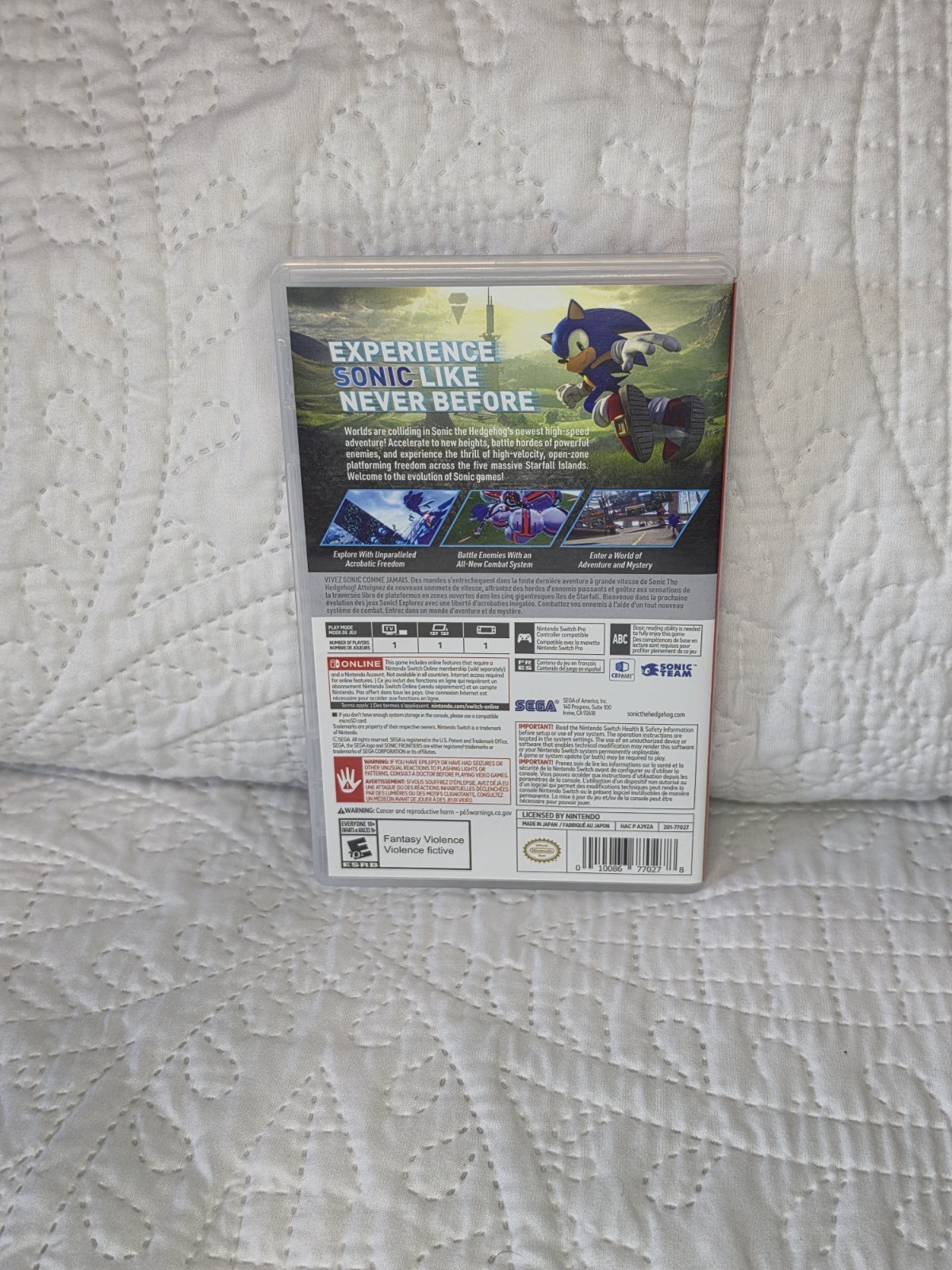 Sonic Frontiers Nintendo Switch Tested Cib Complete W/insert