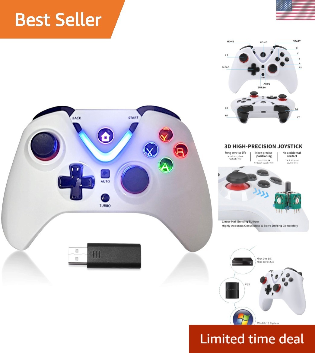White Wireless Joystick with Multi-Color LED Lighting for Ultimate Xbox Gaming