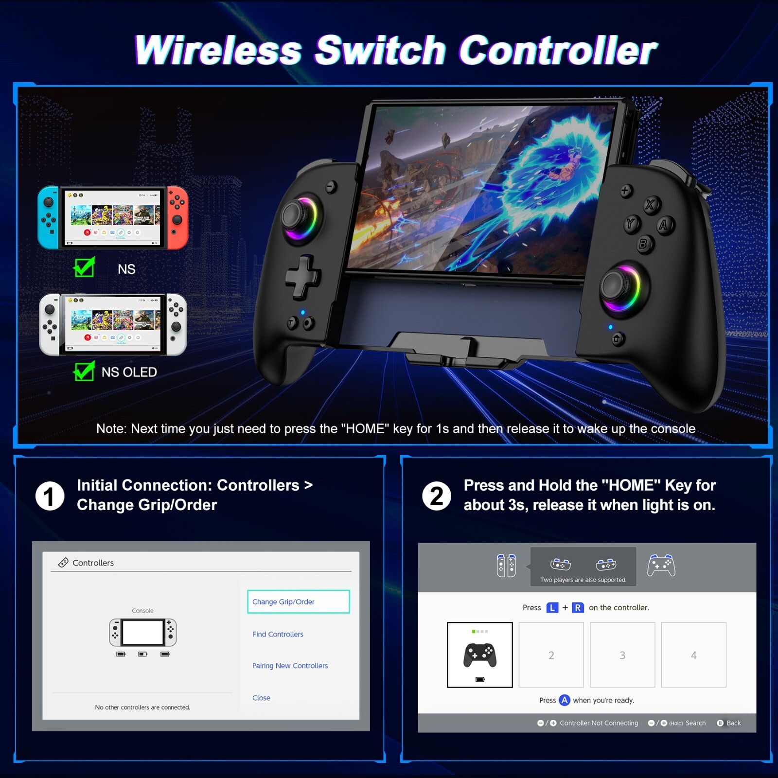 Wireless Switch Pro Controller,Handheld Controller For Nintendo Switch/OLED