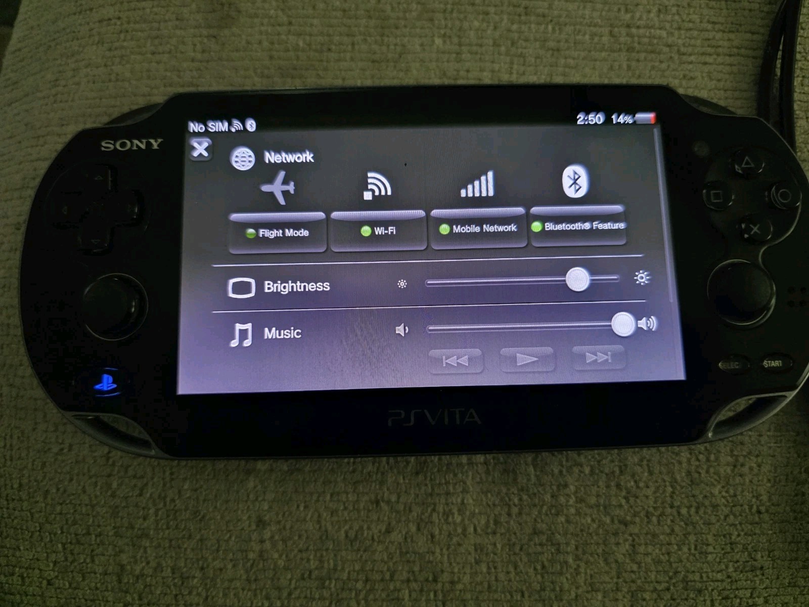 Sony Ps Vita PCH-1100 Crystal Black Model Console And Charger TESTED