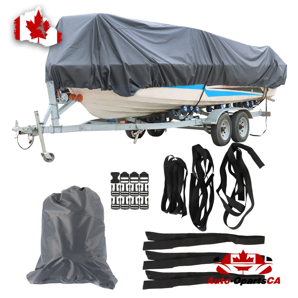 210D 14-16 Ft Boat Cover Heavy Duty Trailerable Waterproof 90″ Grey