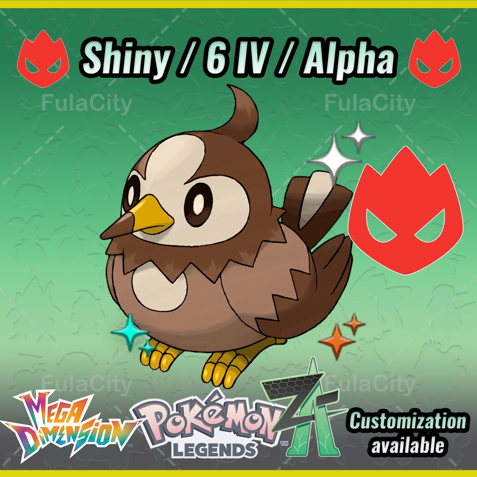 Starly ❗❗❗ Alpha Shiny ❗❗❗ Pokemon Legends ZA ⚫ 6 IV 🟢 @ Any item