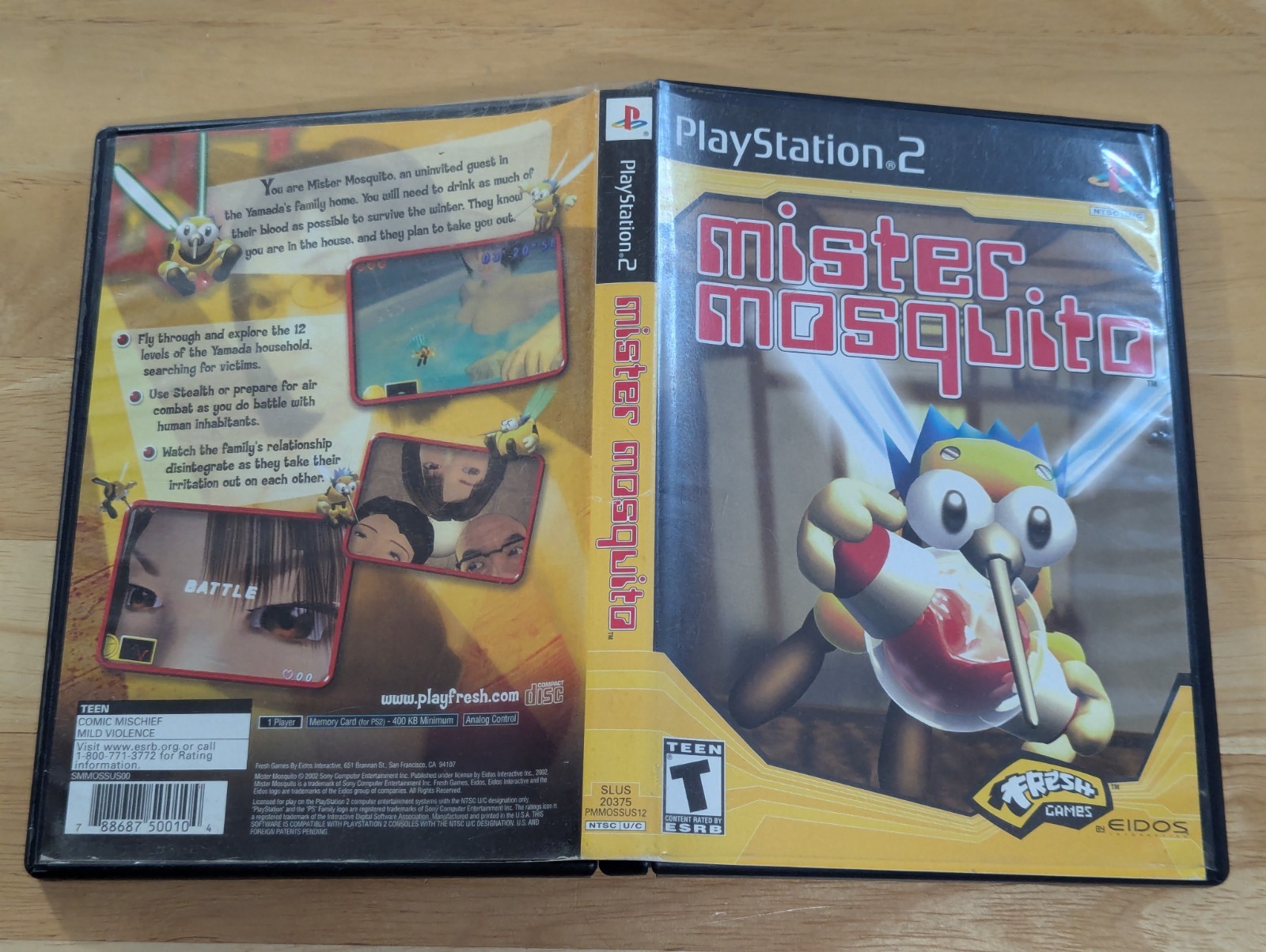 *NO GAME* Mister Mosquito PS2 Case / Art / Manual w/ Reg Card Only NO GAME