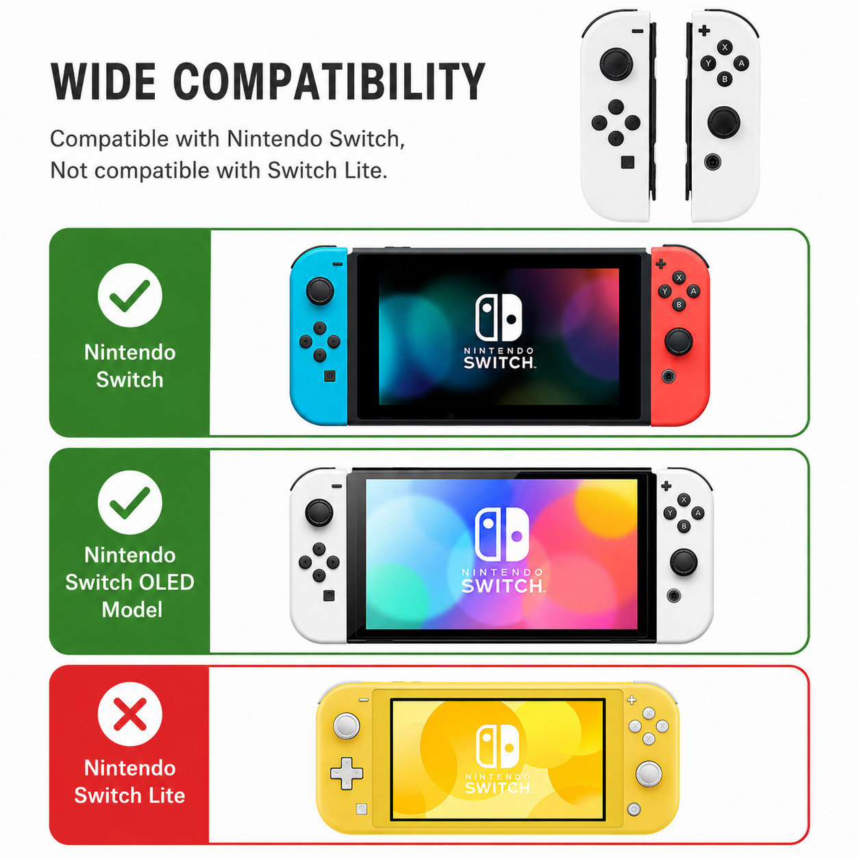 Wireless Joypad Controller Pair for Nintendo Switch L/R Motion Control White