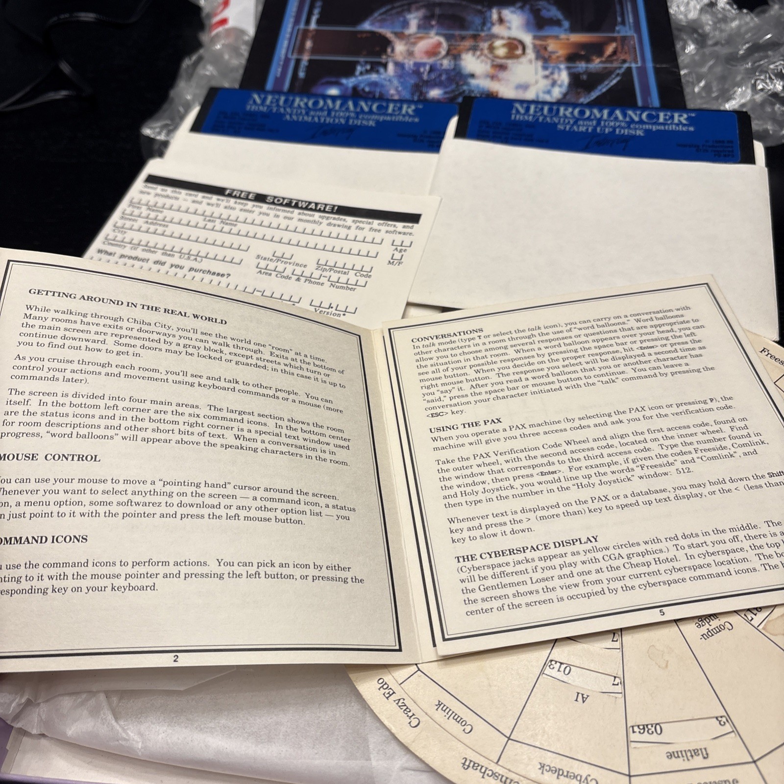 Neuromancer 1988: A Unique Cyberpunk RPGVideo Game CIB IBM / Tandy floppy Disc