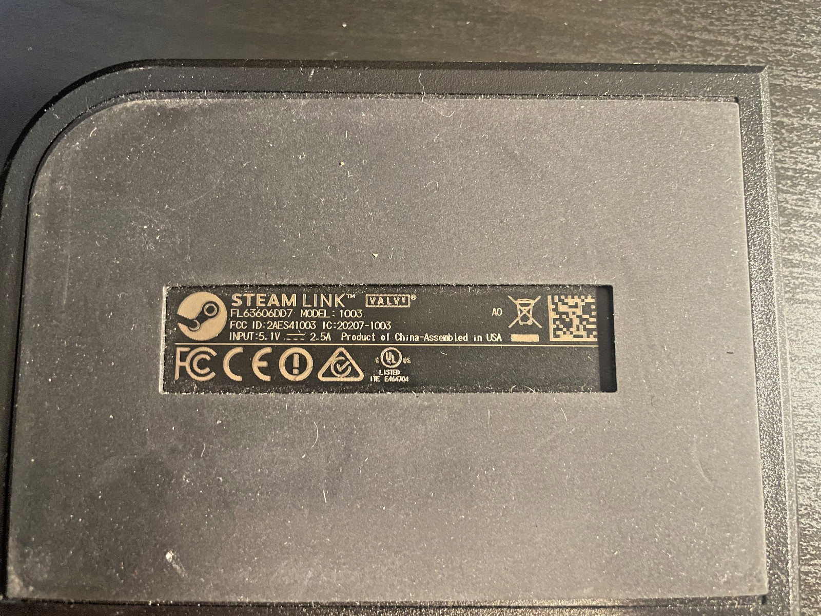 Valve Steam Link Model 1003 Streaming Box Tested Working w/ OEM Power Adapter