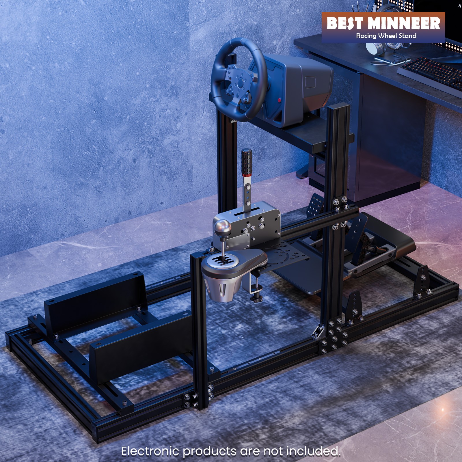 Minneer 3060 Aluminum Racing Simulator Cockpit Fits Logitech G923 Thrustmaster