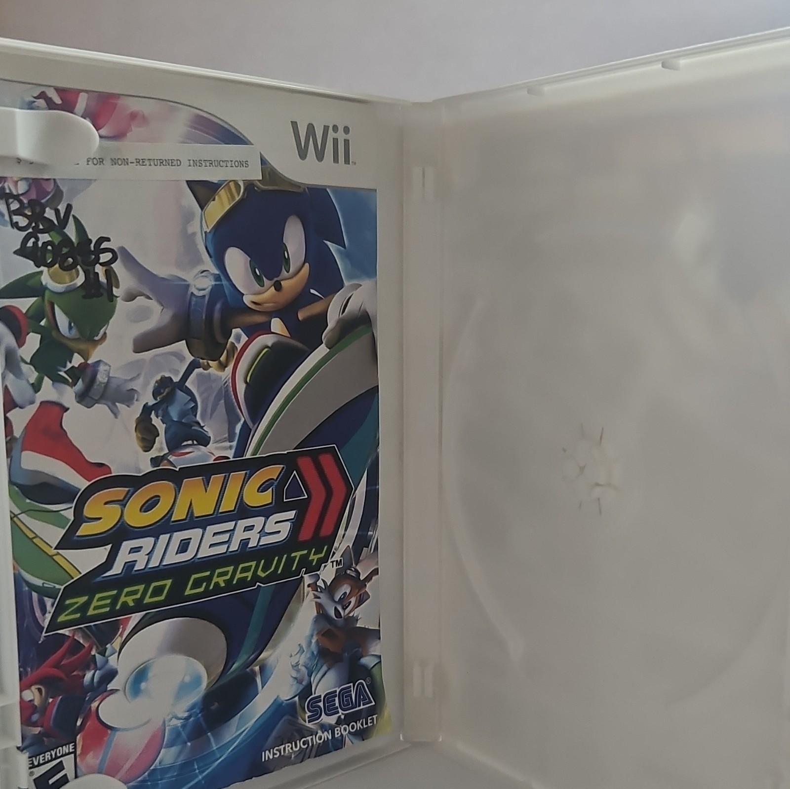 SEGA Sonic Riders: Zero Gravity Wii Case and Instructions DVD Keep Case Only