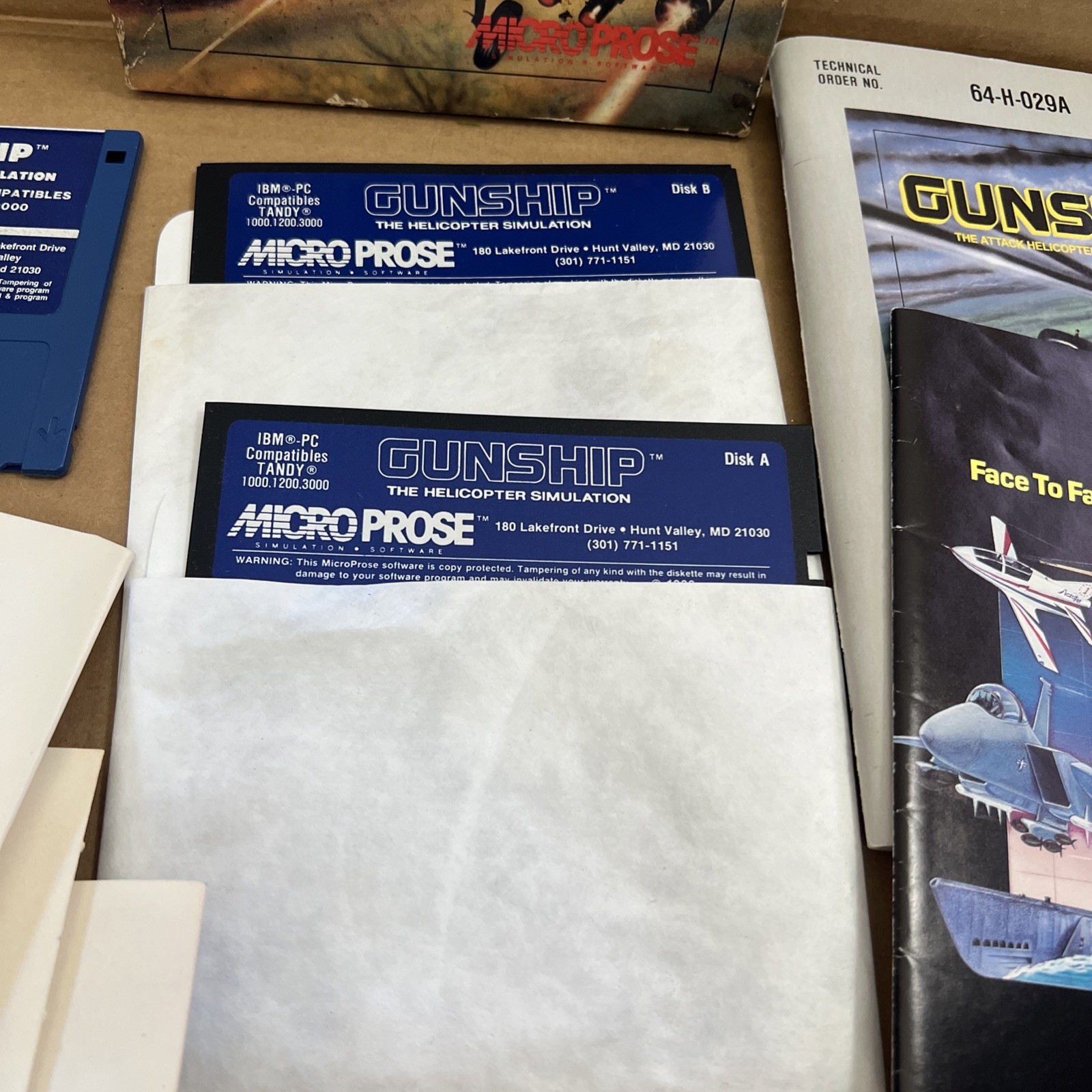 Gunship Microprose IBM PC/XT/AT Big Box – Complete in Box see photos