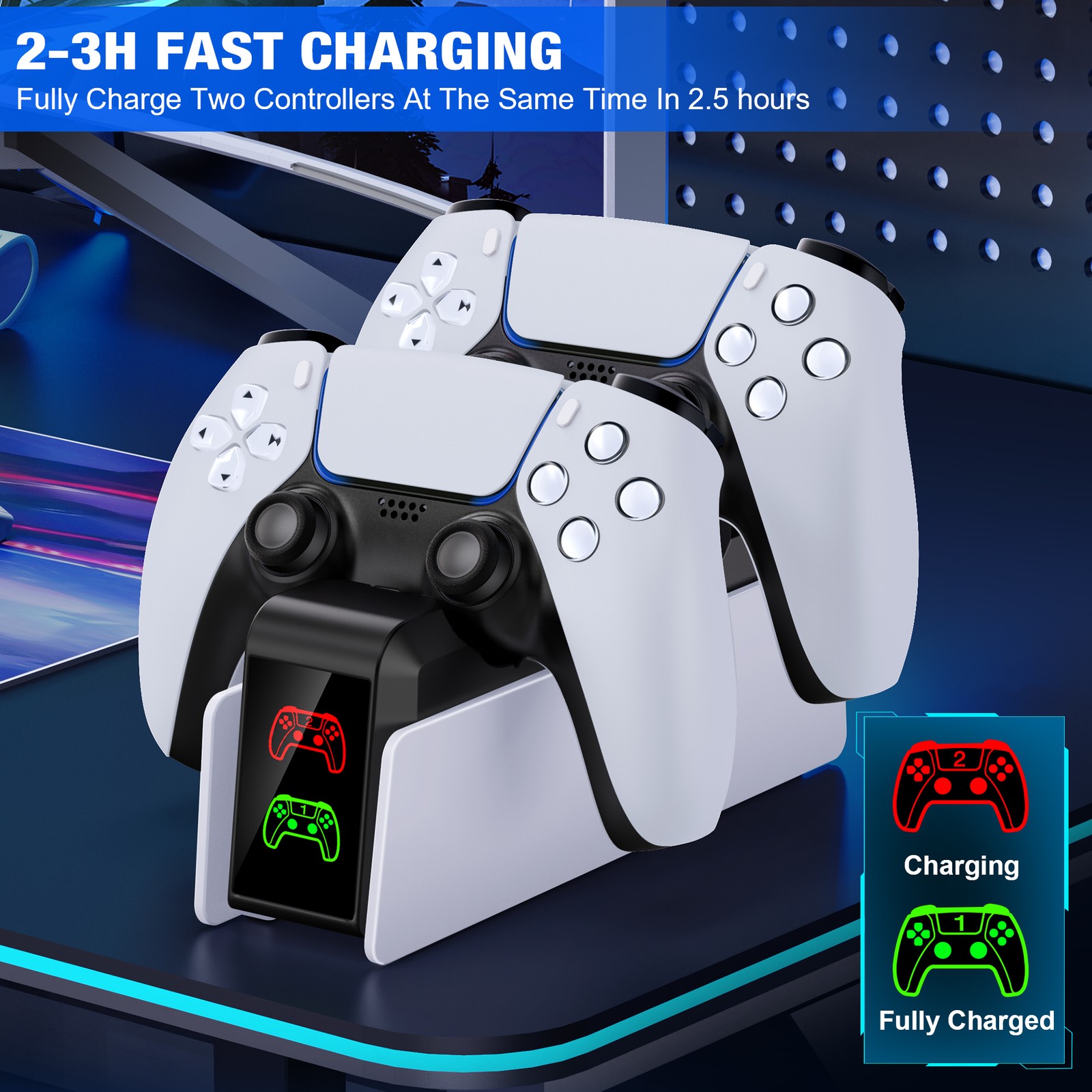 Hanging Wall Mount Shelf Holder for Playstation 5 Slim Console Charging Station
