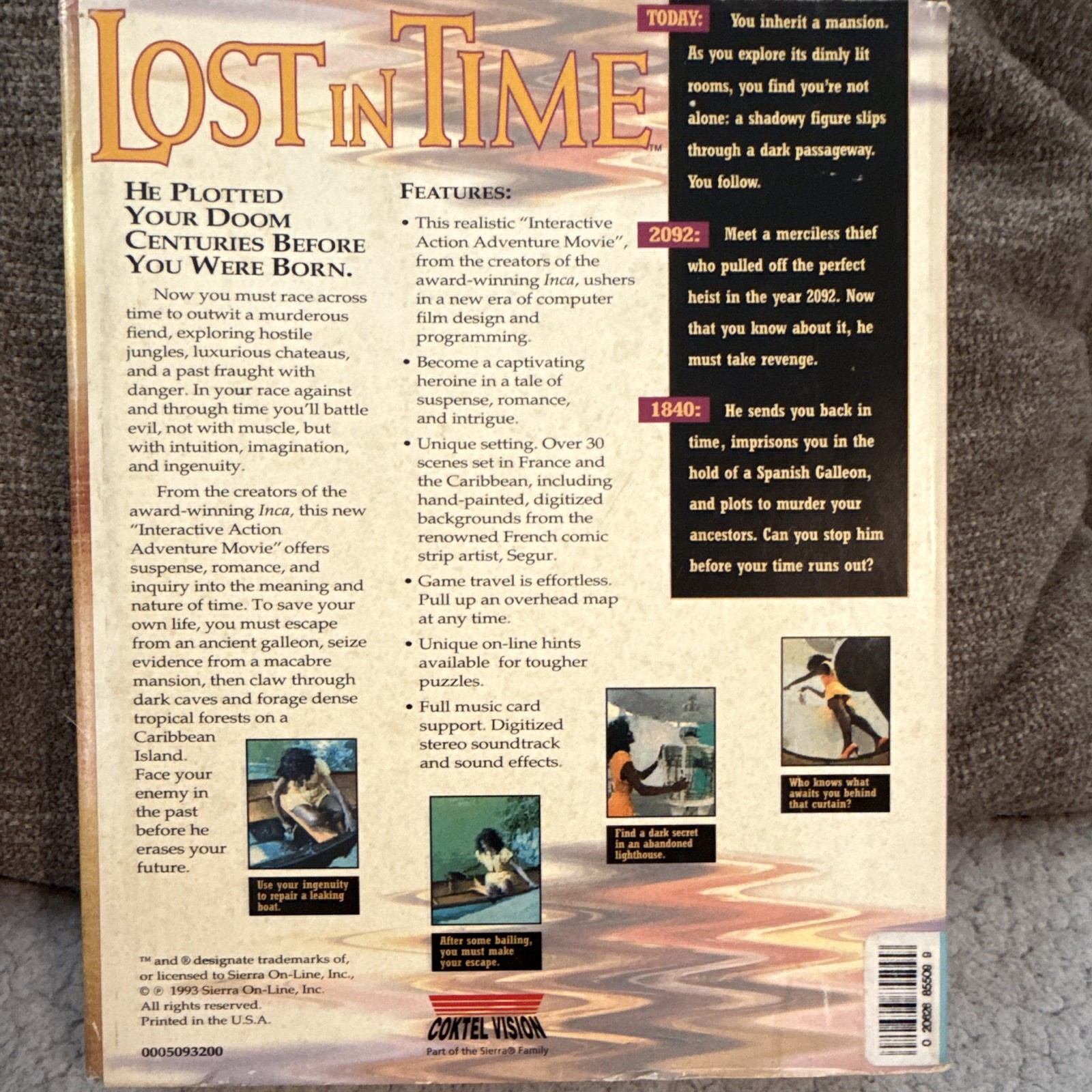 Sierra Lost in Time PC MS-DOS 3.5″ Floppy Disks VGA Manual Action/Adventure 1993