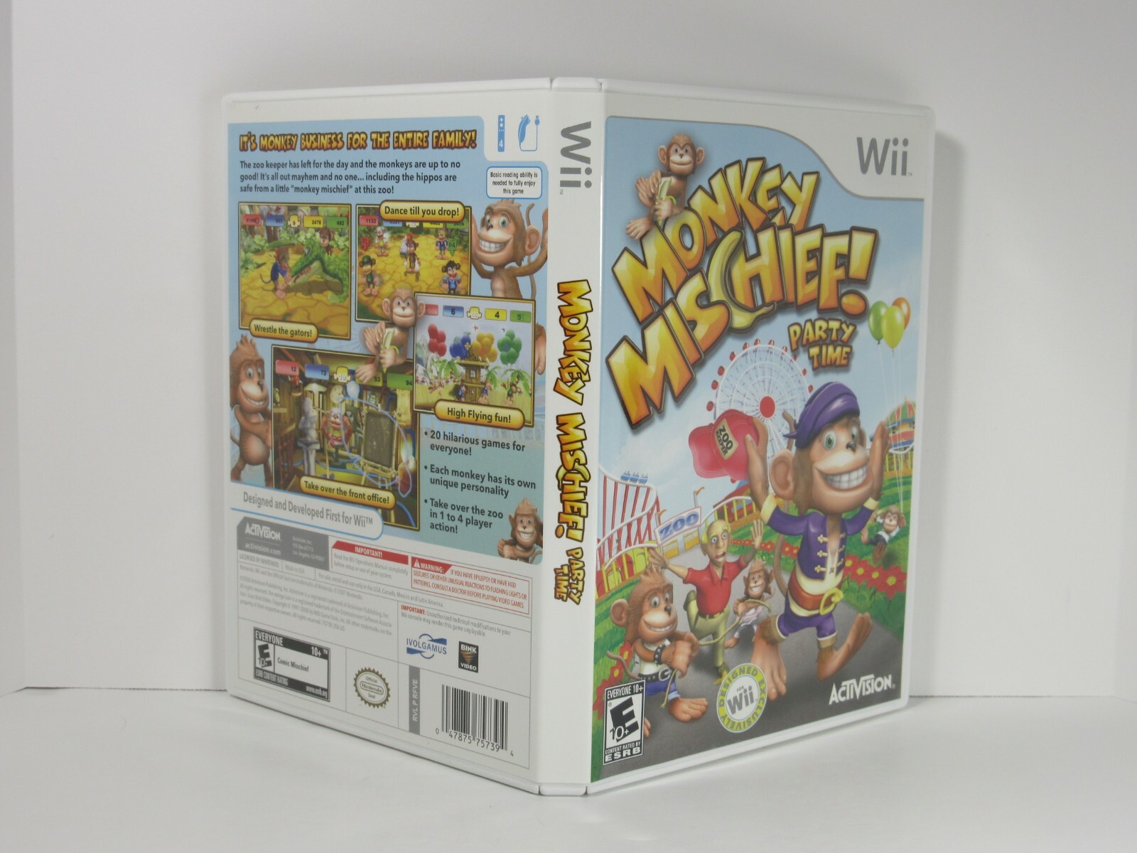 Nintendo Wii Game Monkey Mischief Party Time Authentic Tested Complete w Manual