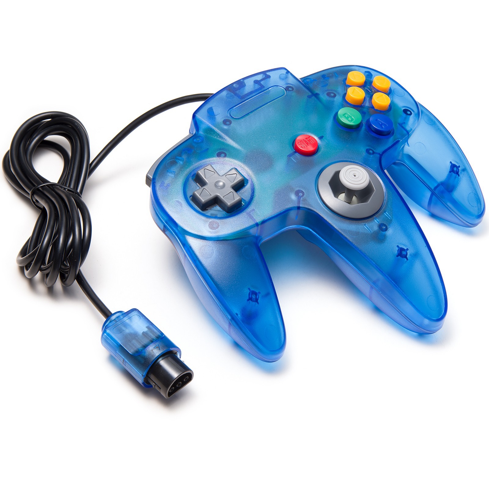 Classic N64 Wired Controller Joystick Remote for Nintendo N64 -Transparent Blue