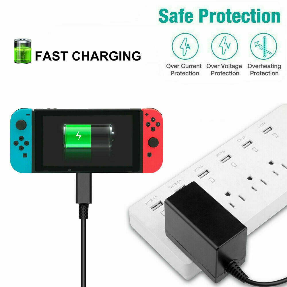 For Nintendo Switch Fast Charger AC Adapter Power Supply Cord 2.6A Type C Cable