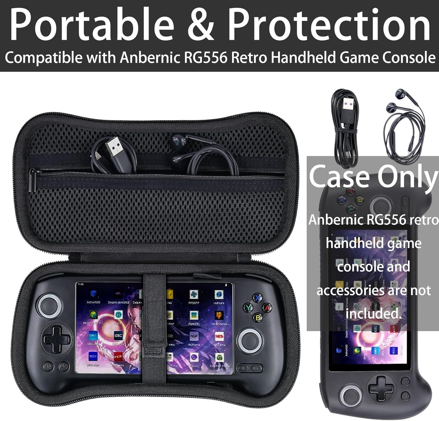 Hard Travel Case Replacement for Anbernic RG556 Retro Handheld Game Console,Case