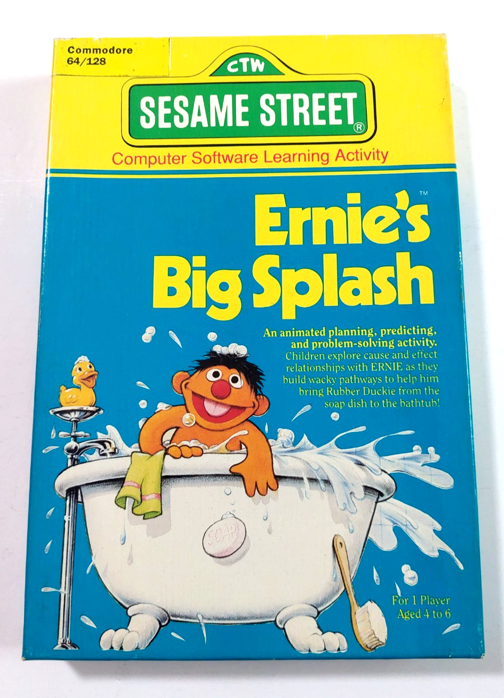 Sesame Street Ernie’s Big Splash Commodore 64 1987 Box W/Manual Floppy Untested