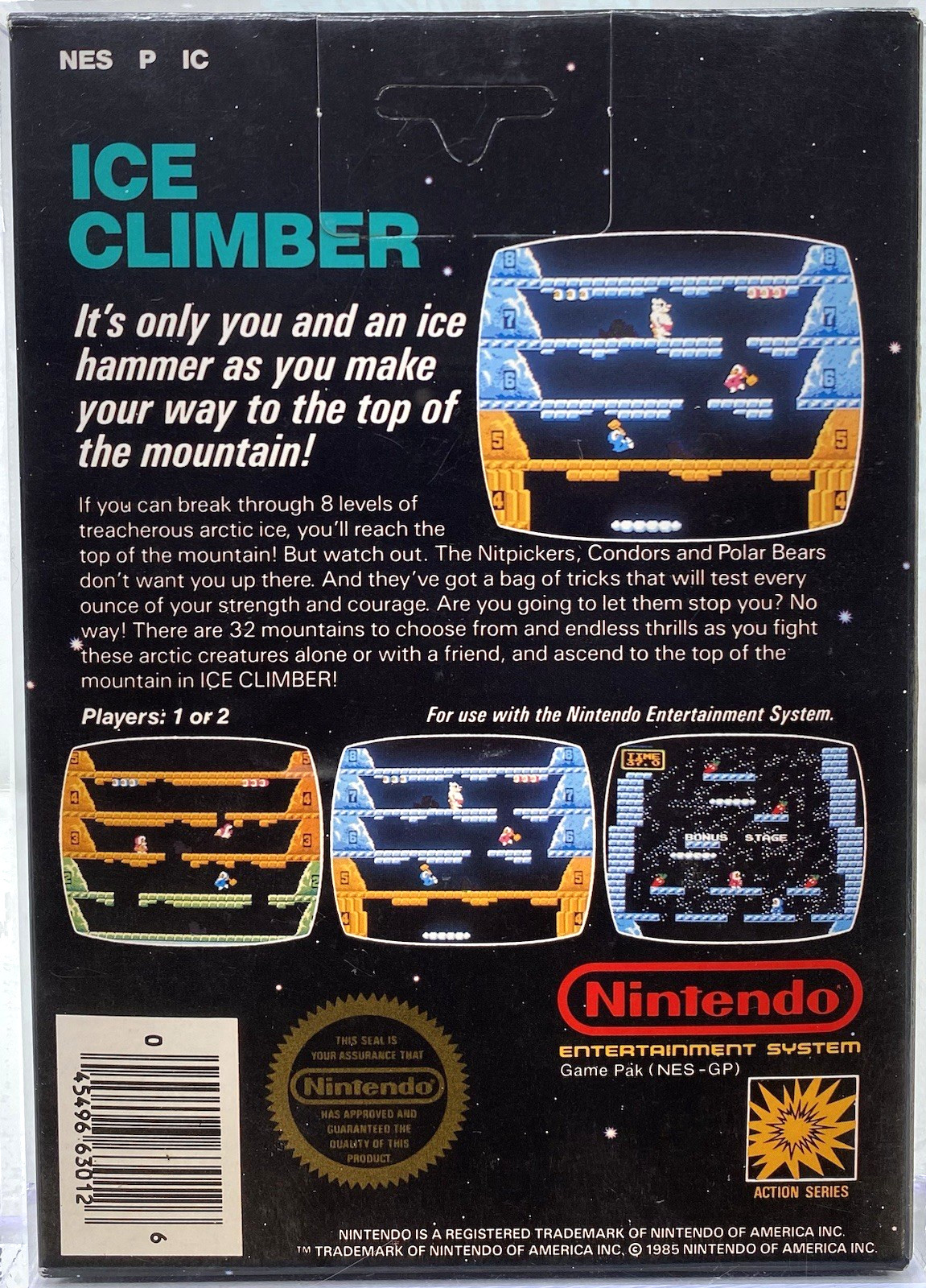 Ice Climber Nintendo NES Brand New 1985 Non Rev Black Seal VGA Qualified Q 85+