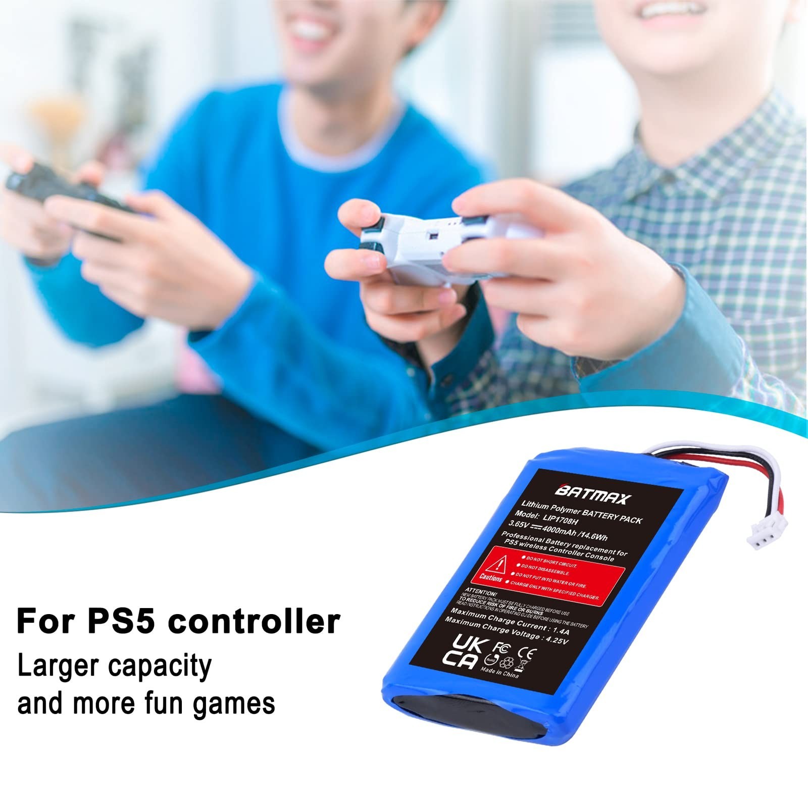 4000mAh Rechargeable Battery for PS5 DualSense Controller – High Capacity Gamepa