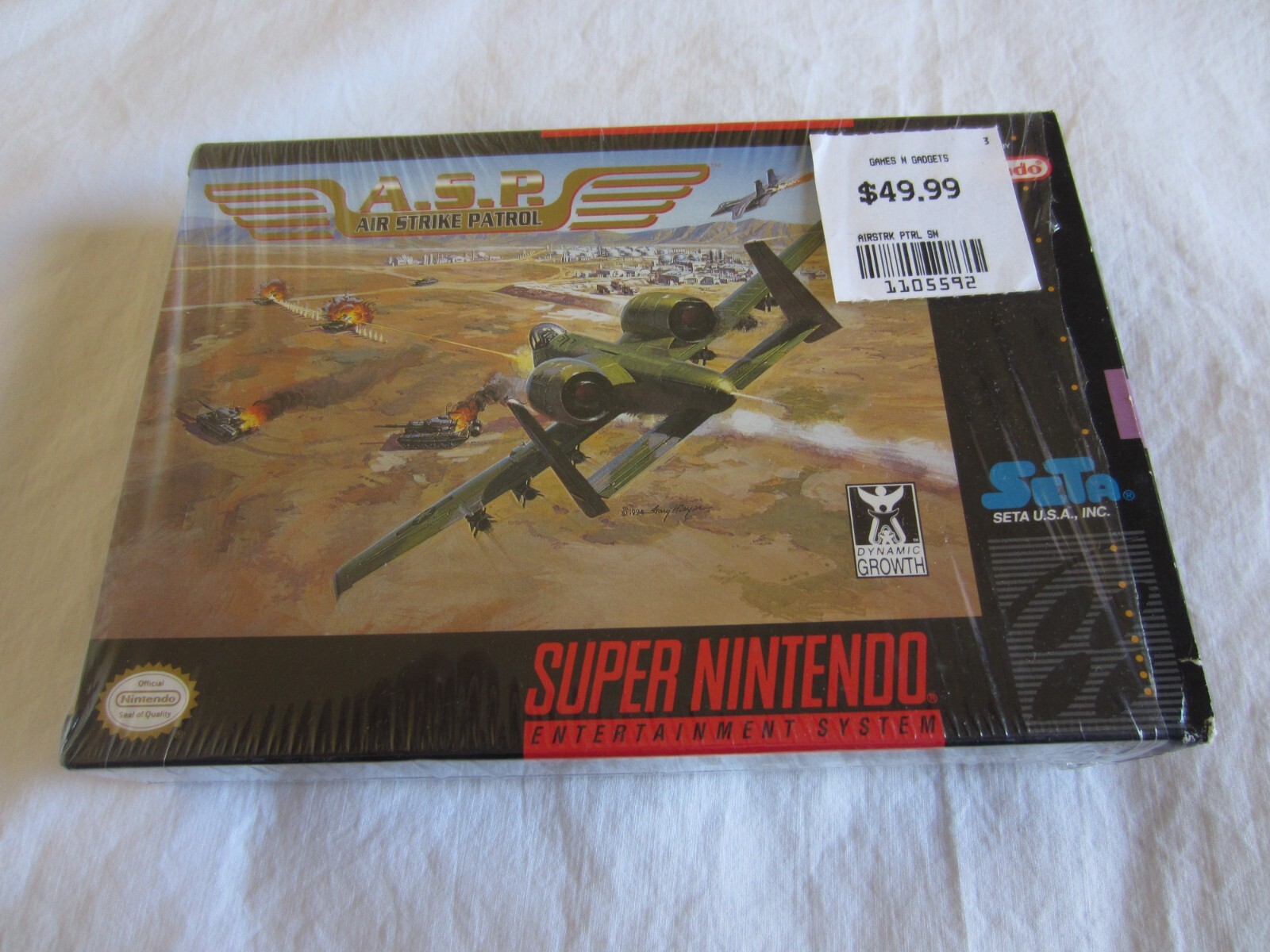 A.S.P. Air Strike Patrol (SNES) Super Nintendo CIB Complete + Poster 1995 SETA