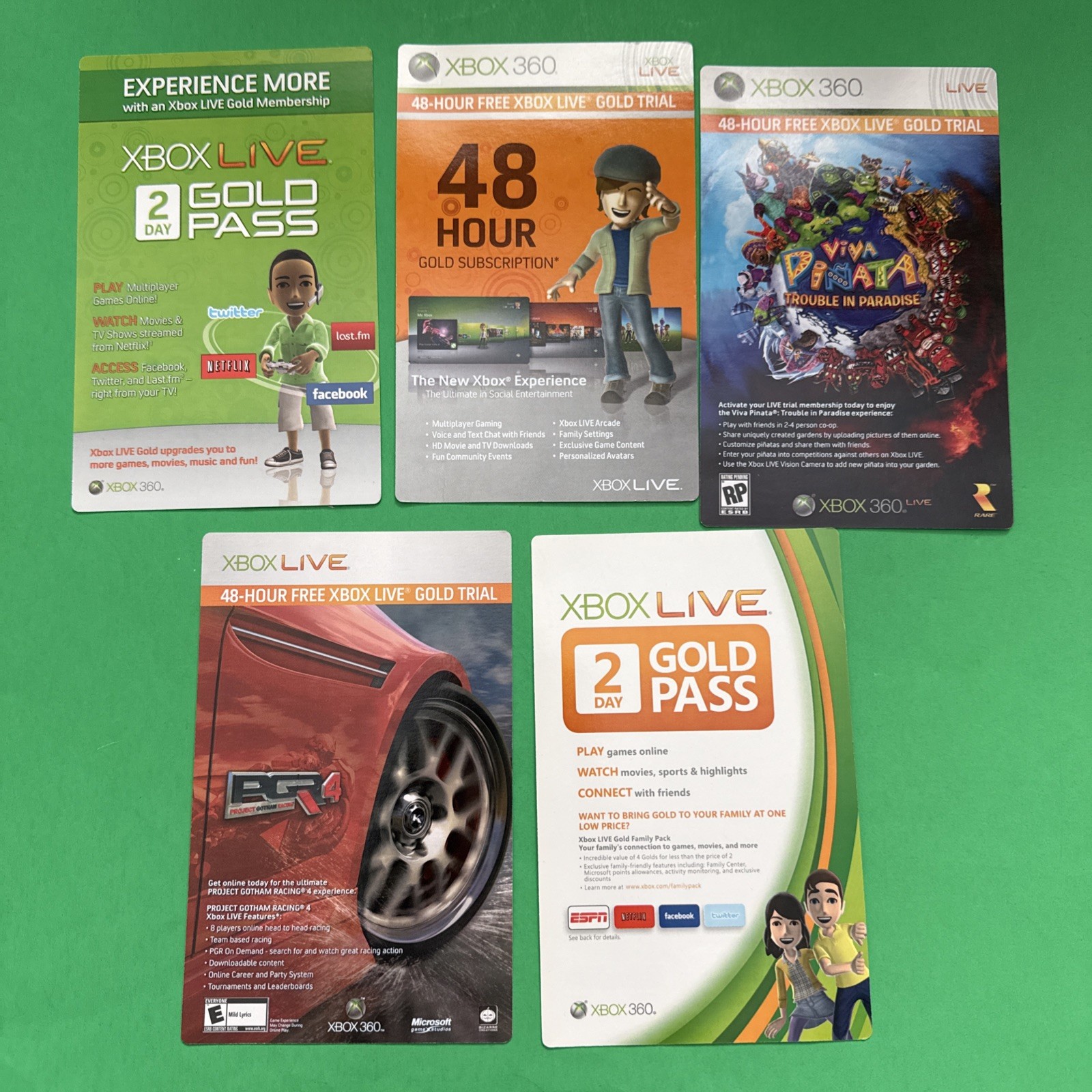 Expired Unused/Unscratched XBOX 360 Live 48 Hours Free Trial Lot Inserts