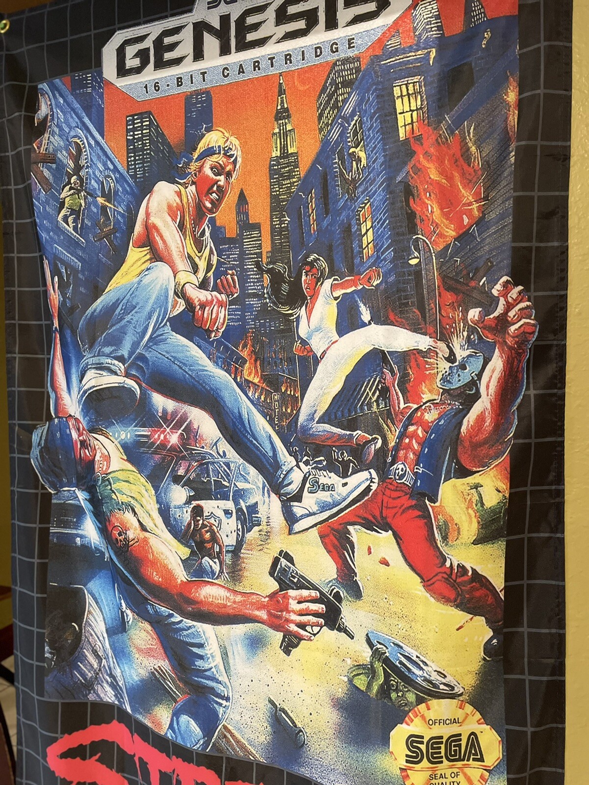 Streets of Rage 5ft Flag Sega Genesis 1991 Black Label Banner Poster