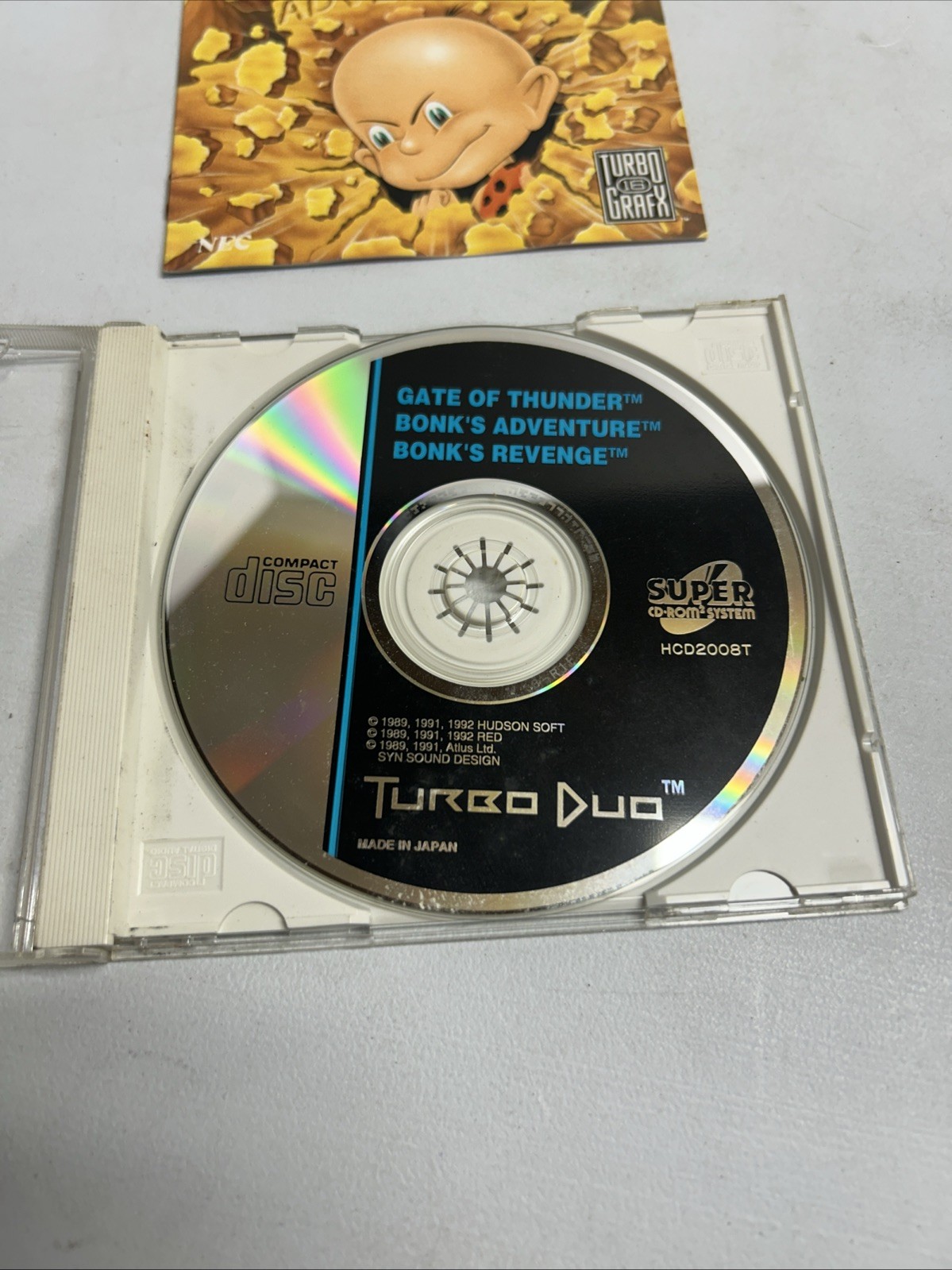 Gate of Thunder Bonks Adventure & Revenge TurboGrafx CD TurboDuo w/ Manuals