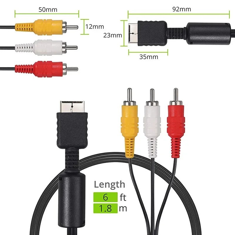 AV Cable for PS1 PS2 PS3 RCA Audio Video TV Adapter Cord PlayStation