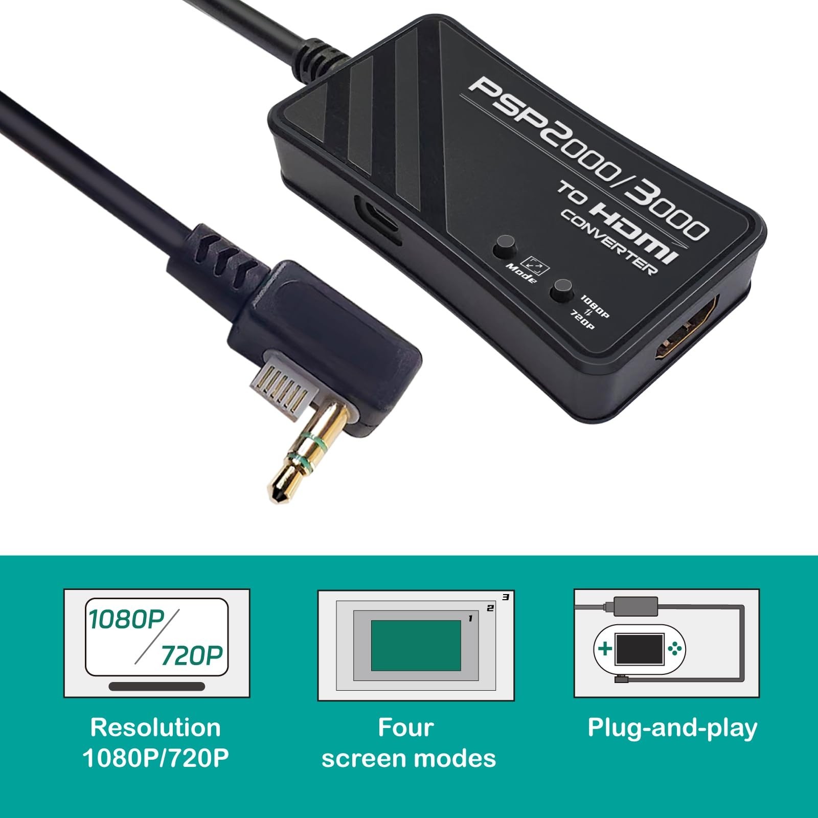 HDMI Converter for PSP2000/PSP3000 – Connect Handheld Game Consoles to TV