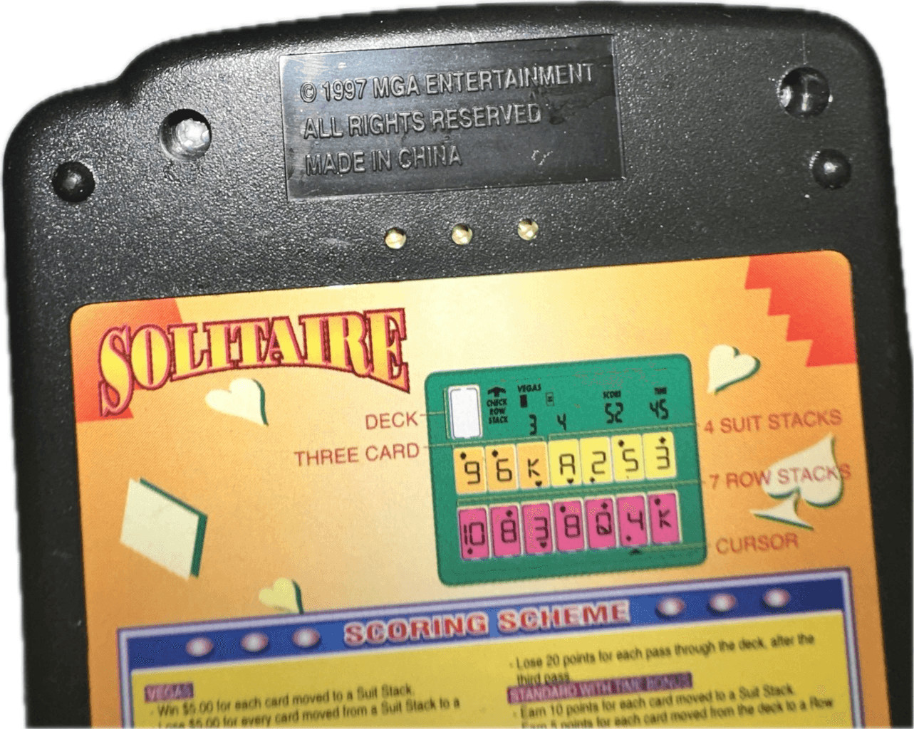 Solitaire, Electronic Handheld Travel Game Pocket Size Missing Flip Cover