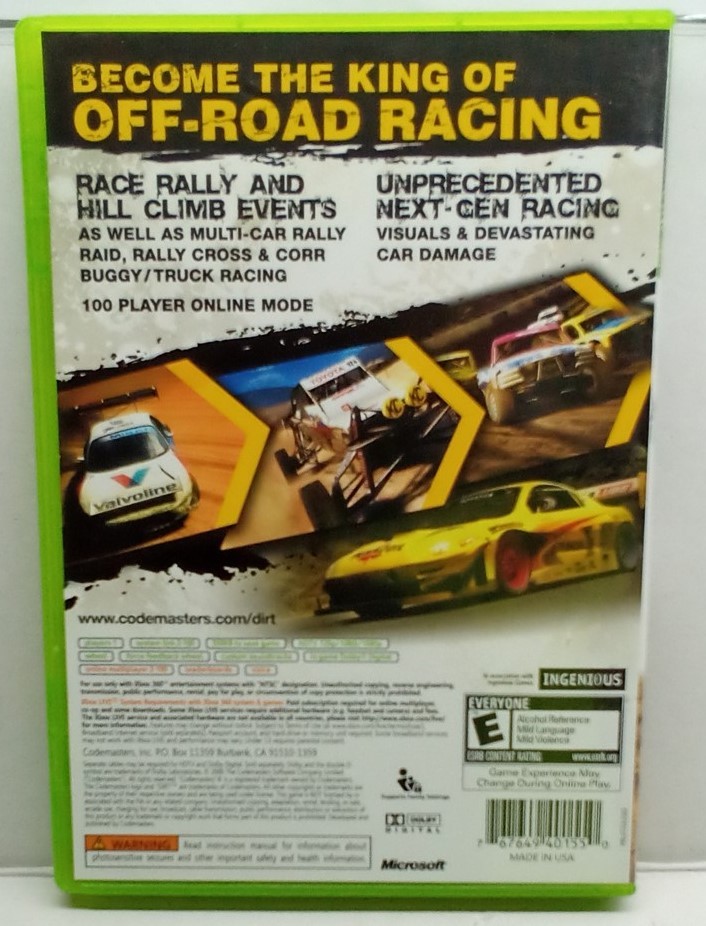 DiRT (Xbox 360, 2007) Complete Tested Working – Free Ship