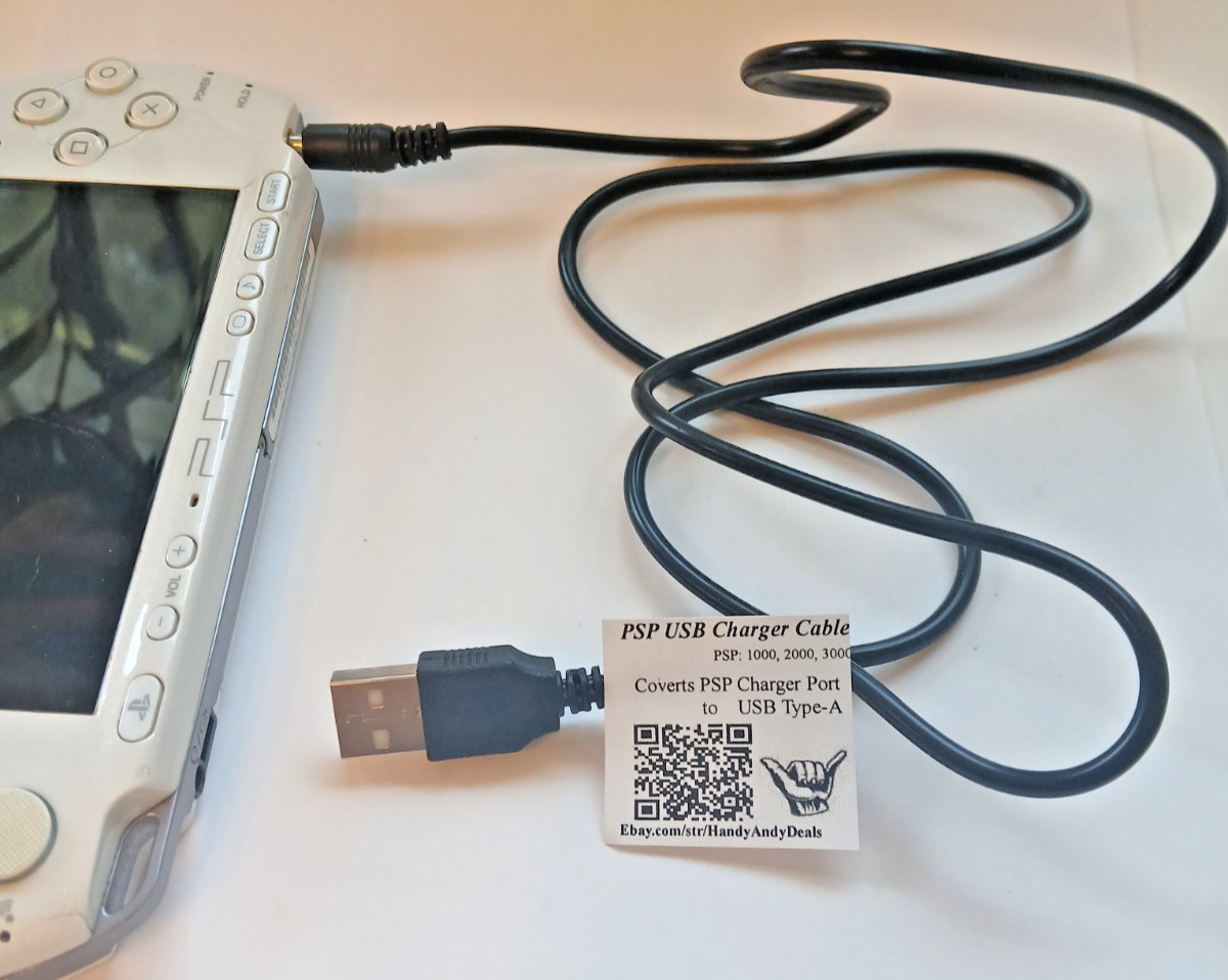 PSP USB Type-A Charger Cable, 3 Feet Long PSP: 1000, 2000, 3000 Charger