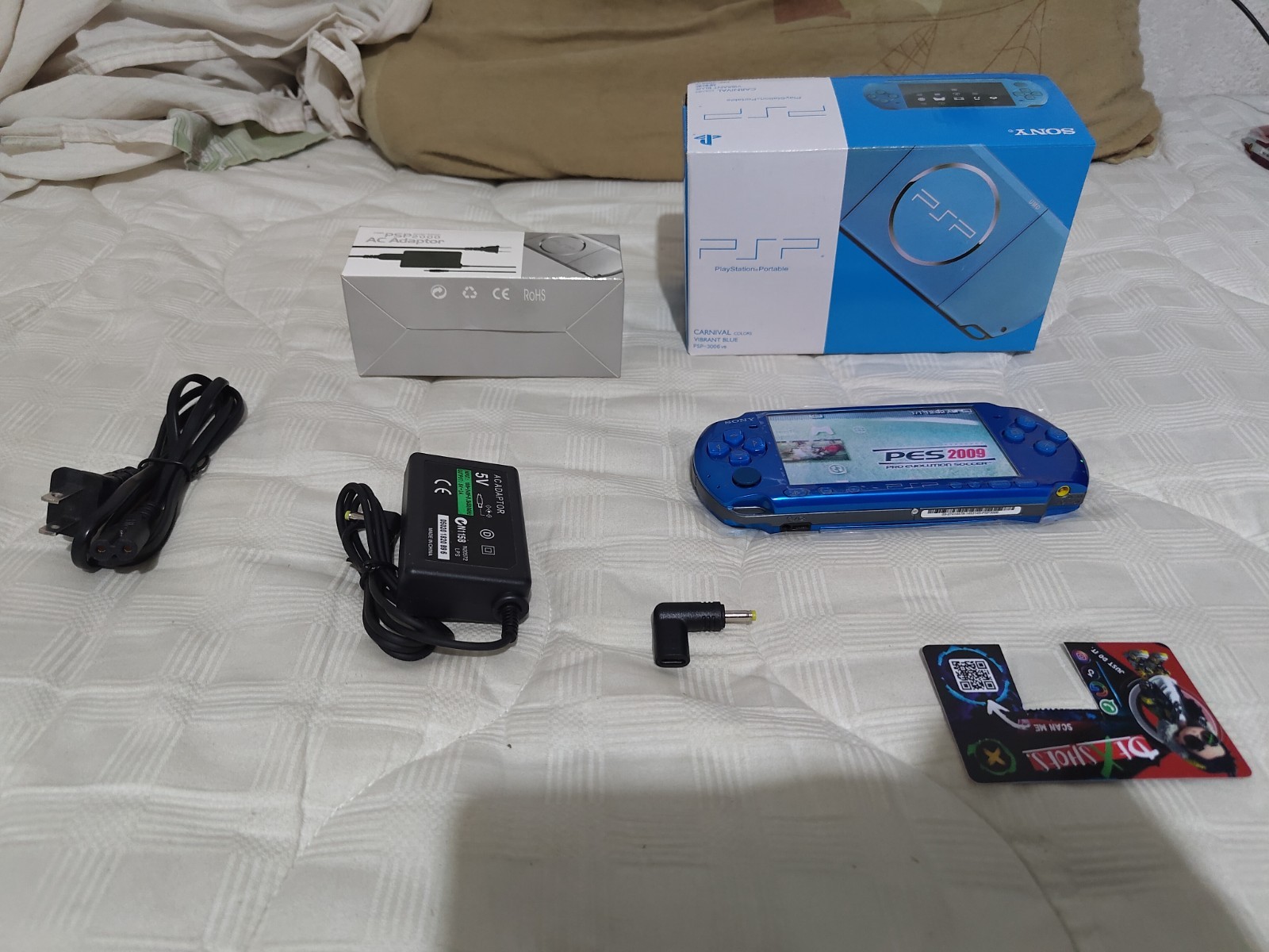 Sony PSP 3000 blue with 32 GB games USB-C adapter tipe c