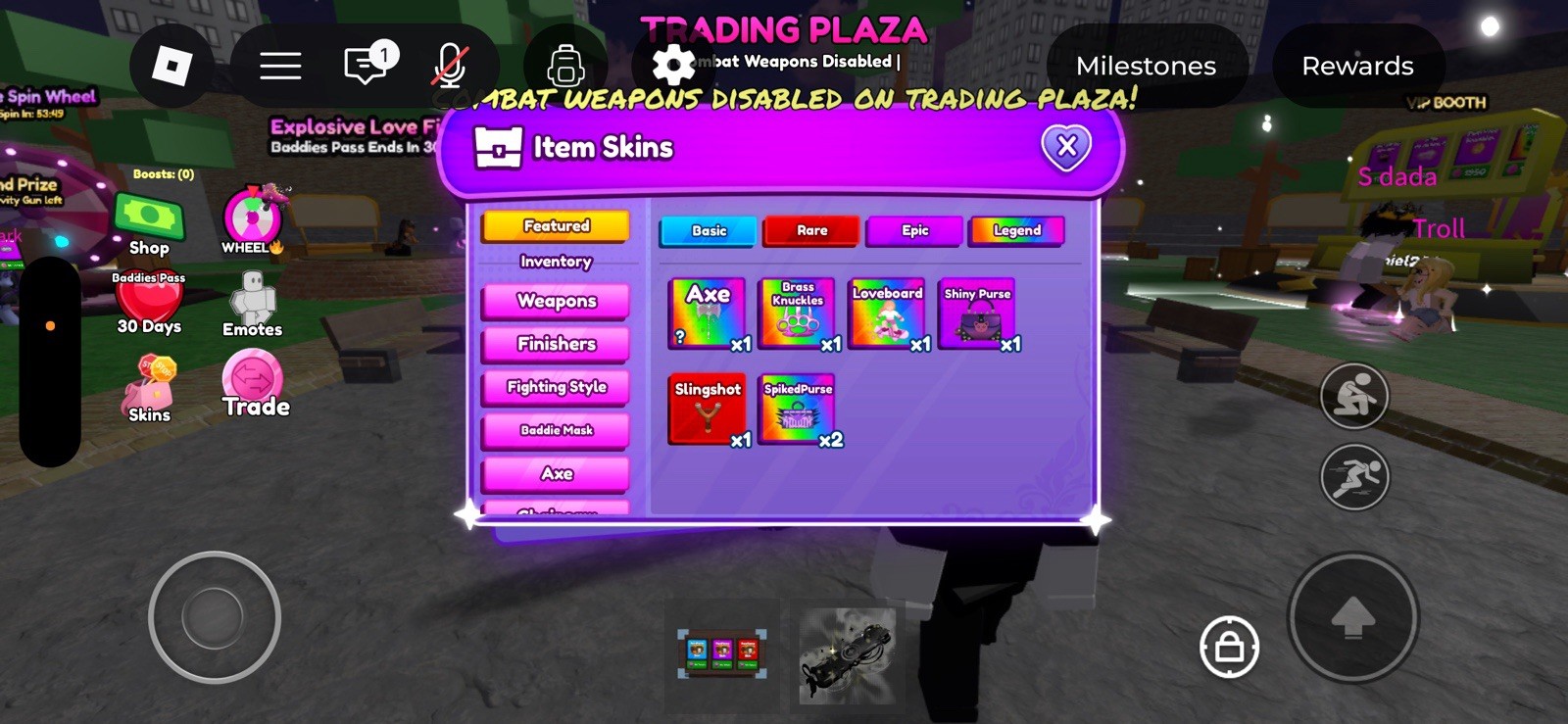 Roblox Baddies Skins/Weapons