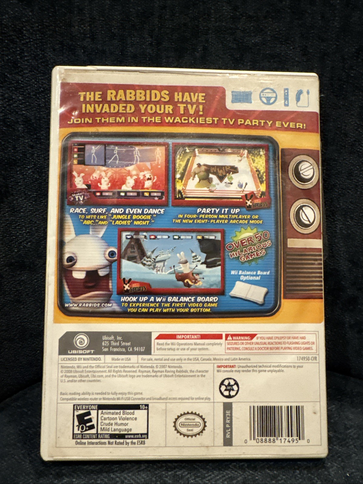 Rayman Raving Rabbids: TV Party (Nintendo Wii, 2008) Complete In Box CIB Tested