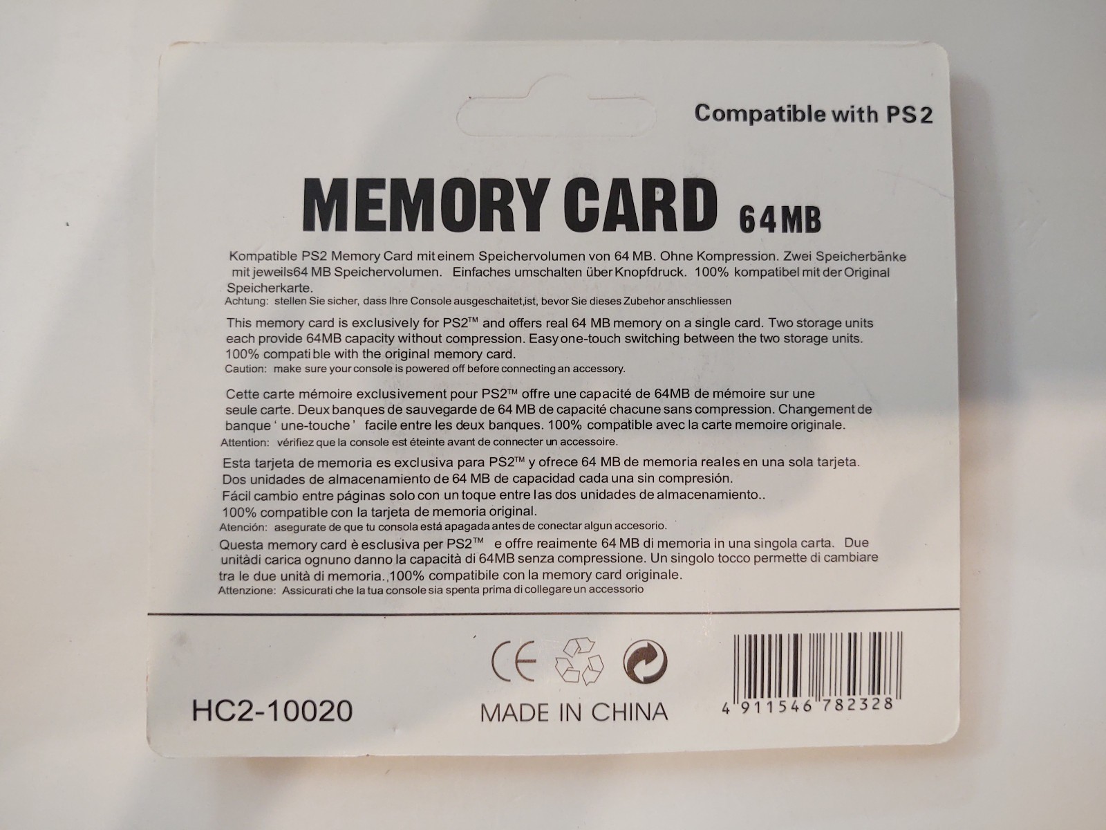 64MB Megabyte Memory Card Data For Sony PlayStation 2 PS2 Game Console
