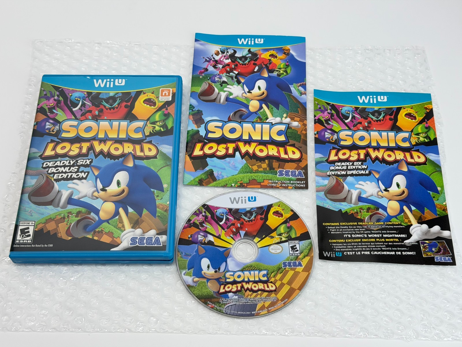 Sonic Lost World Deadly Six Bonus Edition (Nintendo Wii U) Complete & Tested