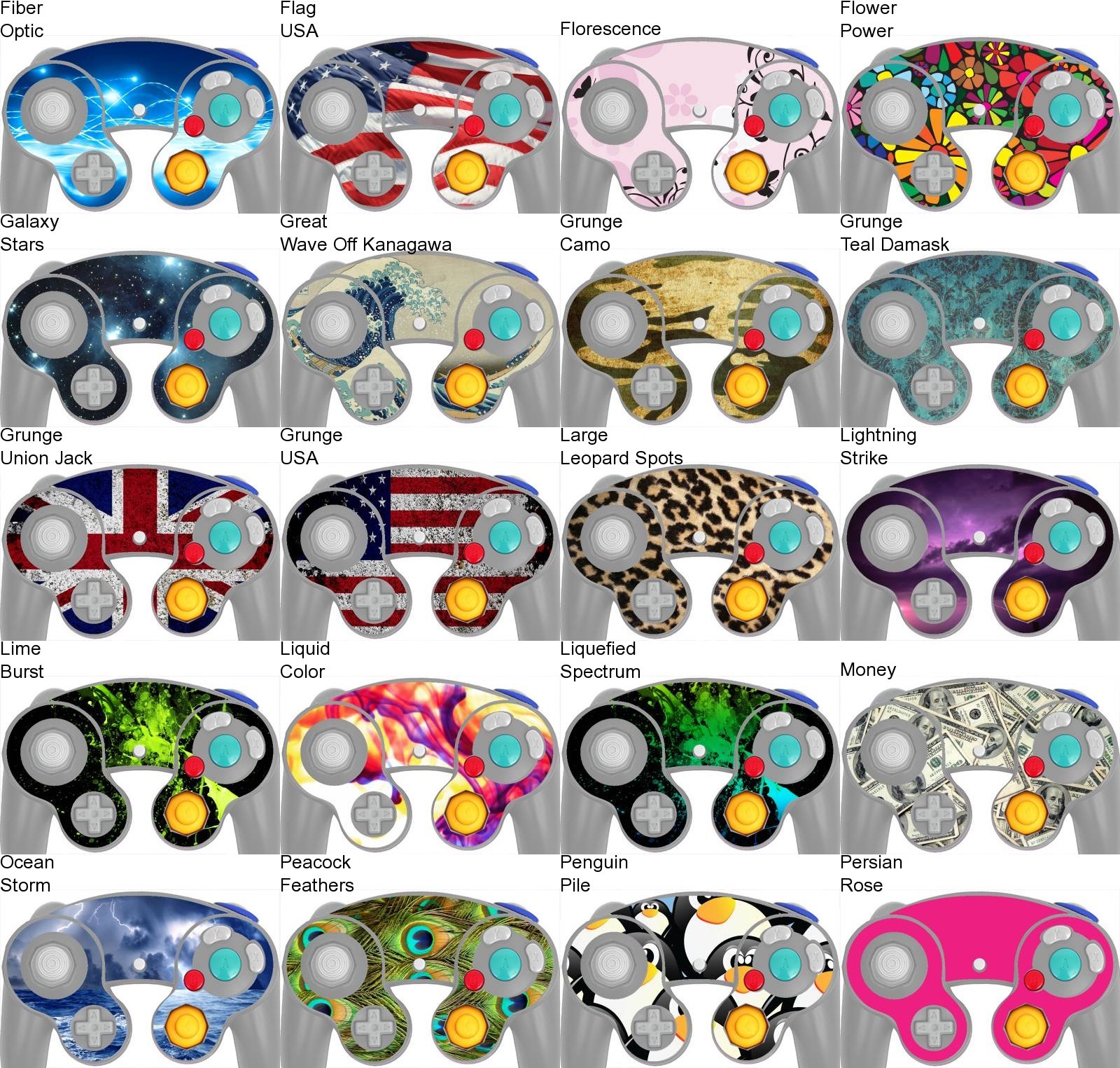 Any Vinyl Decal/Skin design for Nintendo GameCube Console + 2 Controllers Bundle