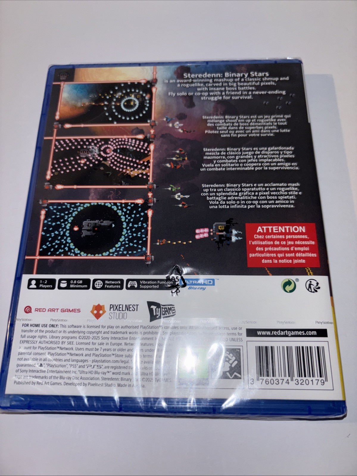 BRAND NEW STEREDENN BINARY STARS RED ART GAMES PS4 PEGI 7 USA SELLER SHOOT EM UP