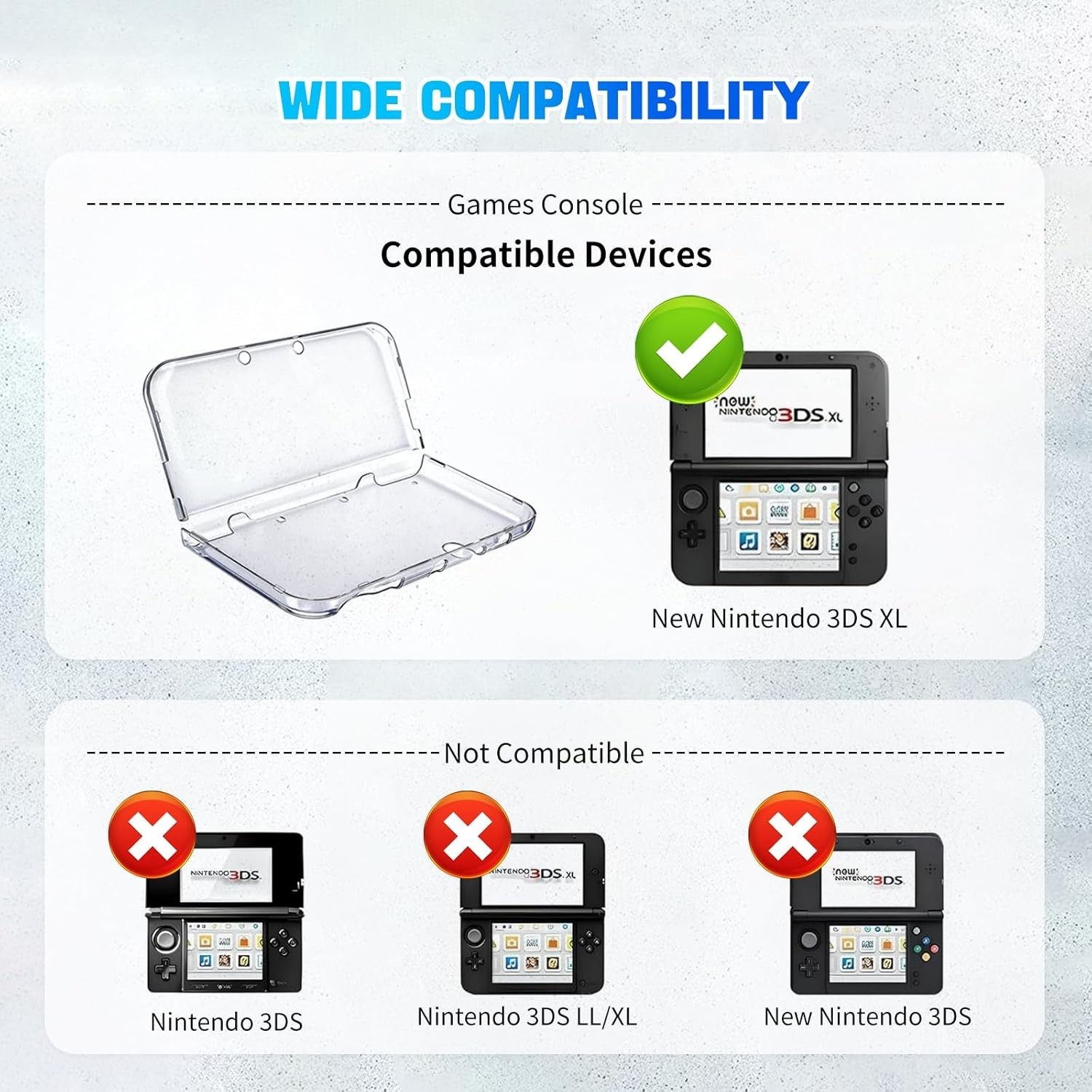 New 3DS XL Clear Case,Crystal Transparent Hard Shell for New 2015 Nintendo 3DS X