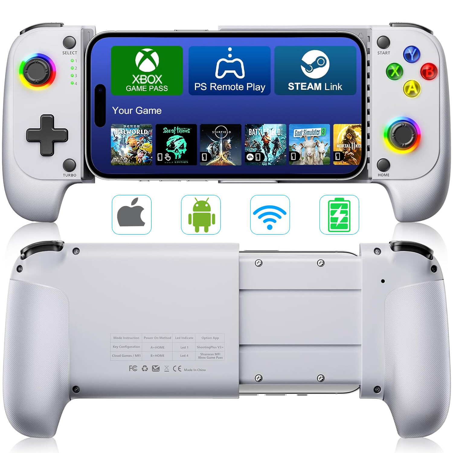 Wireless Phone Controller,Mobile Gaming Controller for iOS/Android Hall Effect