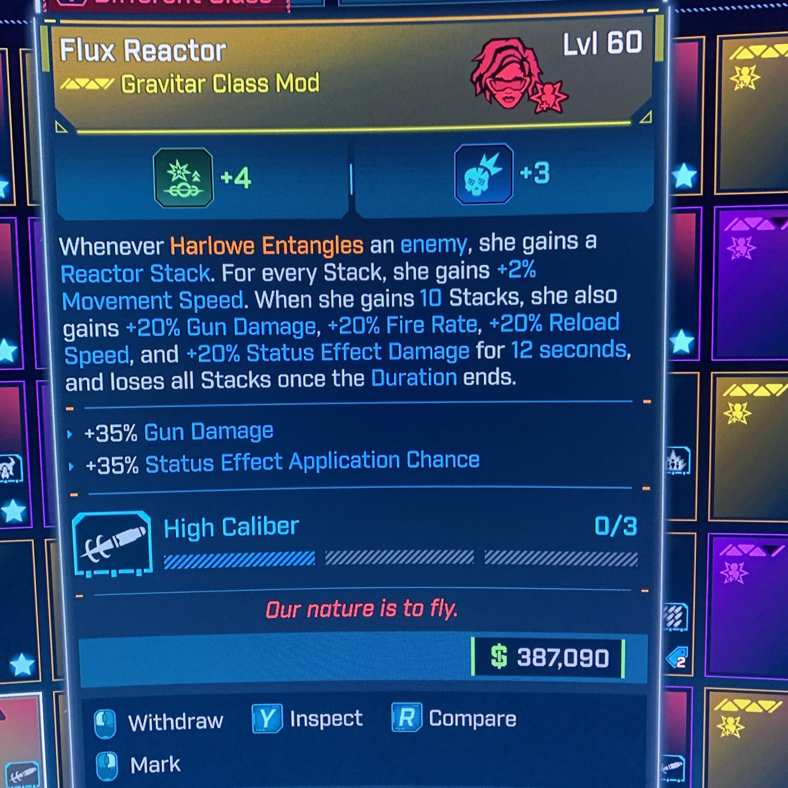 Borderlands 4⭐️LVL 60 GOD ROLL FLUX REACTOR HARLOWE CLASS MOD ⭐️All PLATFORM