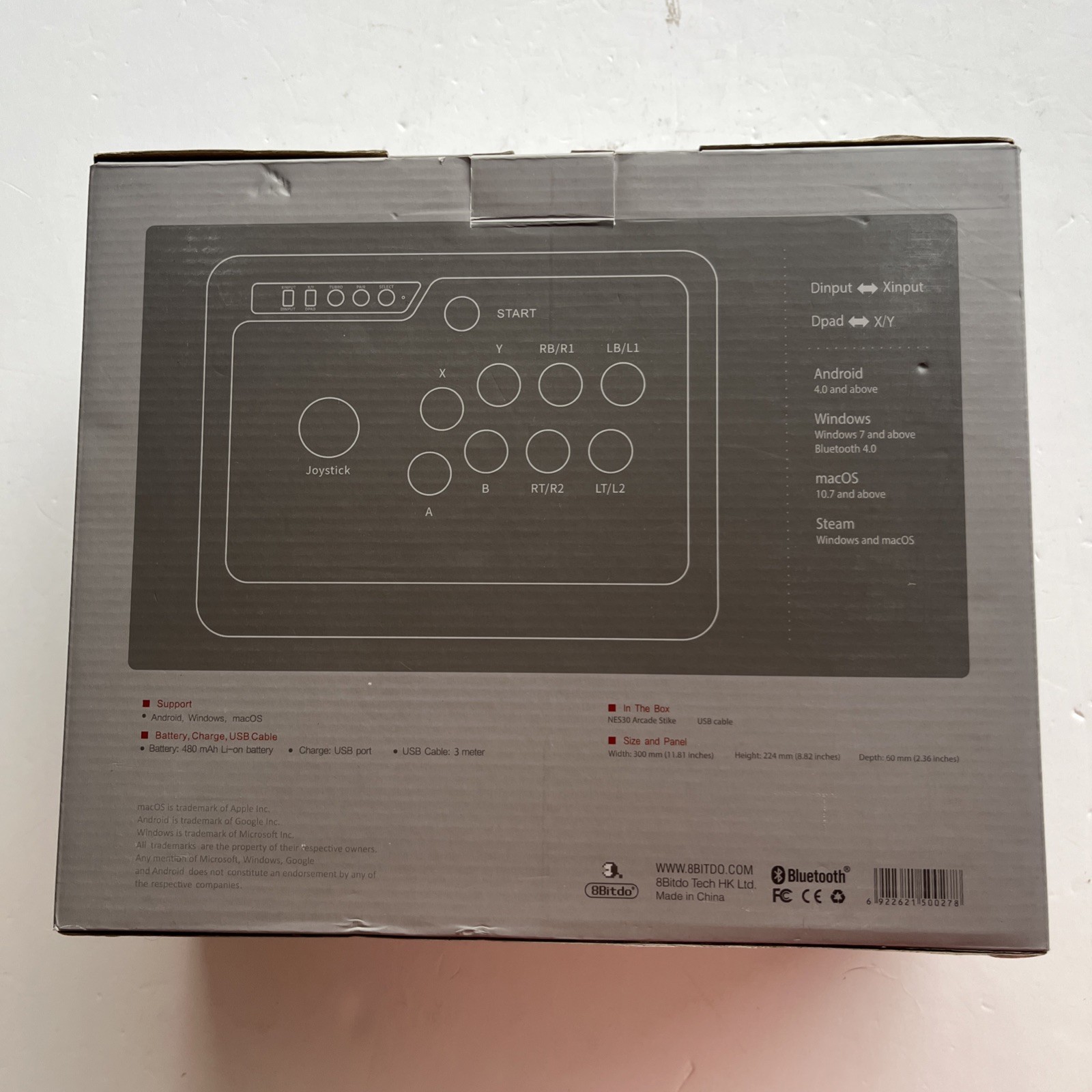 8bitdo NES30 Arcade Joystick Bluetooth + USB Android/Windows/macOS