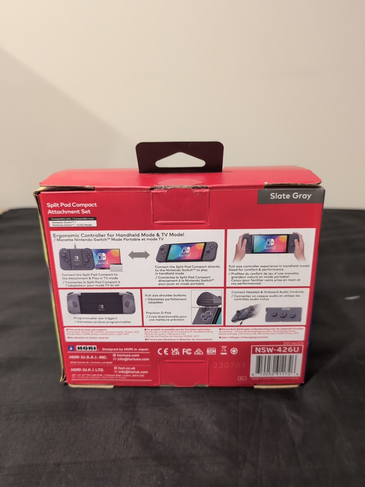 HORI Split Pad Compact Attachment Set (Slate Gray) for Nintendo Switch – New!